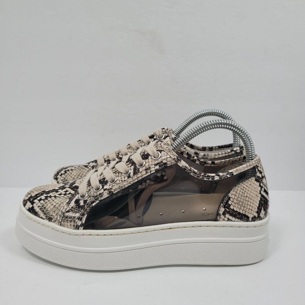 Aldo Platform Women’s Tan Black Lace Up Snake Print Sneaker US Size 6 - Picture 2 of 8